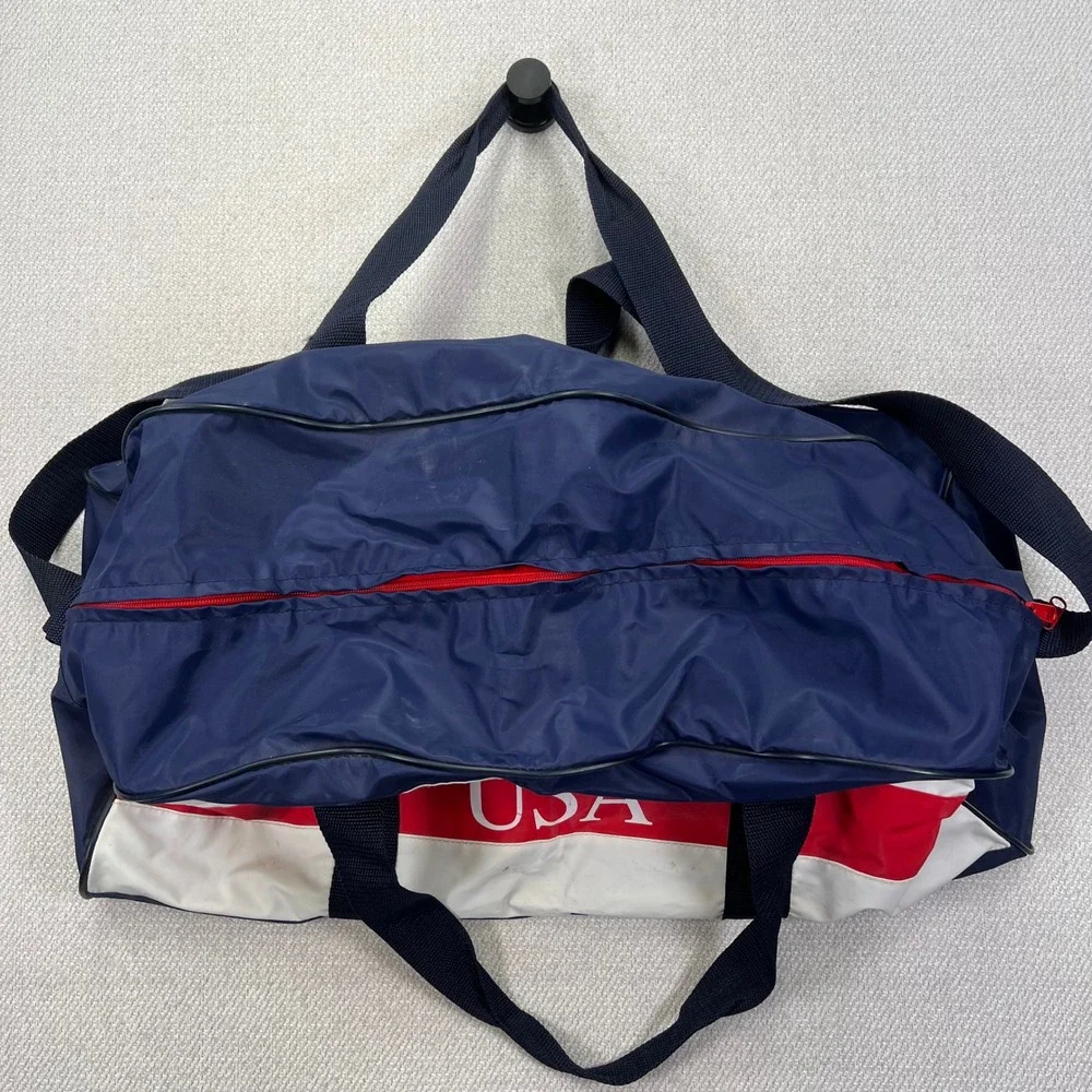 VTG 90s Jafra Promo Duffle Bag USA Patriotic Gym Bag Colorblock Olympics Retro